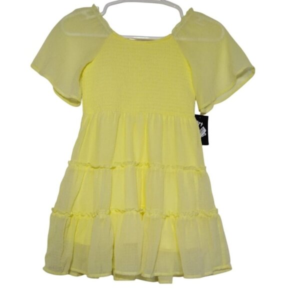 Yellow Art Class Girls Recycled Polyester Smocked Ruffle Dress S (6/7). NWT - Picture 2 of 7